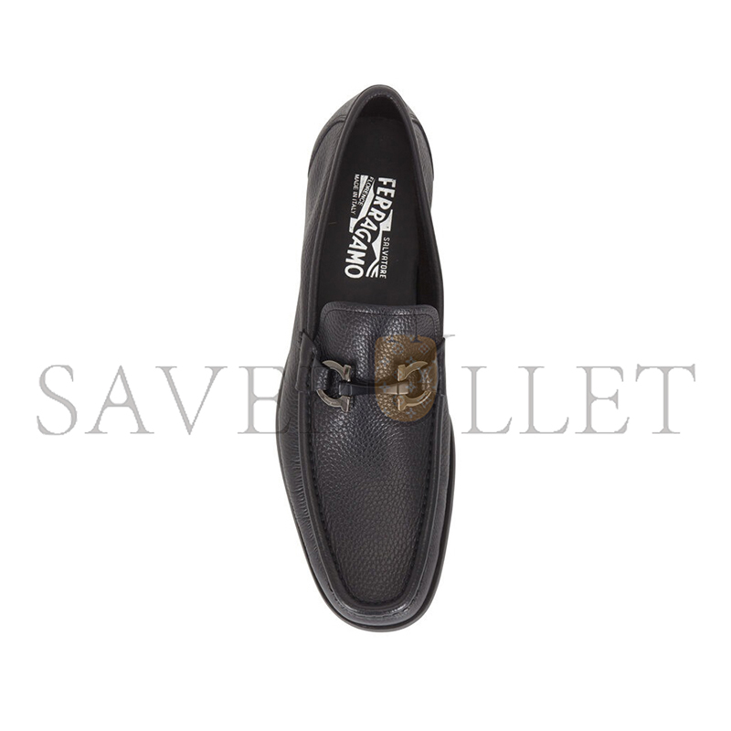 FERRAGAMO GRANDIOSO BLACK PEBBLED LEATHER BIT LOAFER 502999 FERRAGAMO GRANDIOSO BLACK PEBBLED LEATHER BIT LOAFER 502999